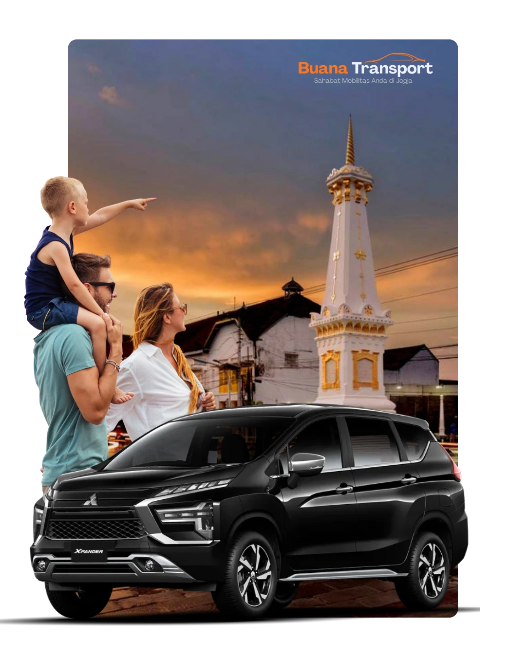 Gambar Tugu Jogja saat matahari terbenam